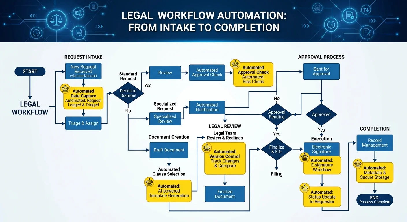 In house legal team workflow automation process flowchart